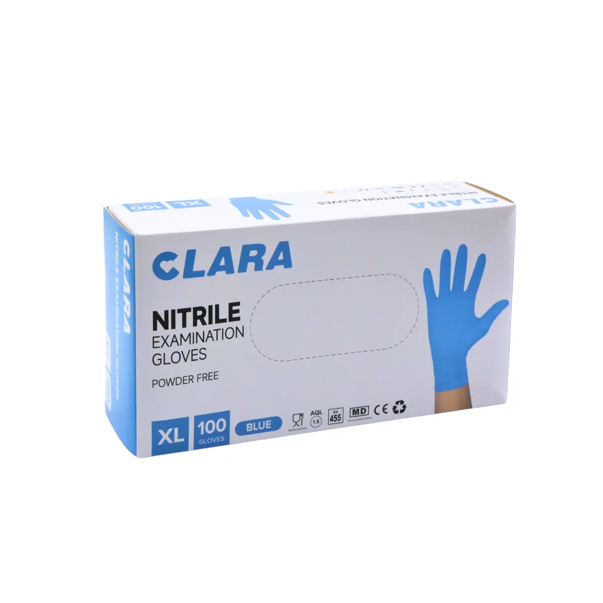 Rękawice nitrylowe bezpudrowe niebieskie XL niesterylne 100 szt. Clara
